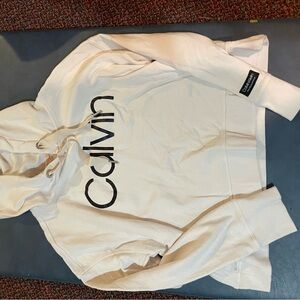 Calvin Klein Off-White Hoodie with Black Logo